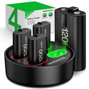 4x1200mAh Įkrovimo Baterija (akumuliatorius Xbox Serijos X|S/Xbox One X/S Wireless Gamepad+USB Įkroviklis Dock For Xbox Vienas Controle Baterija